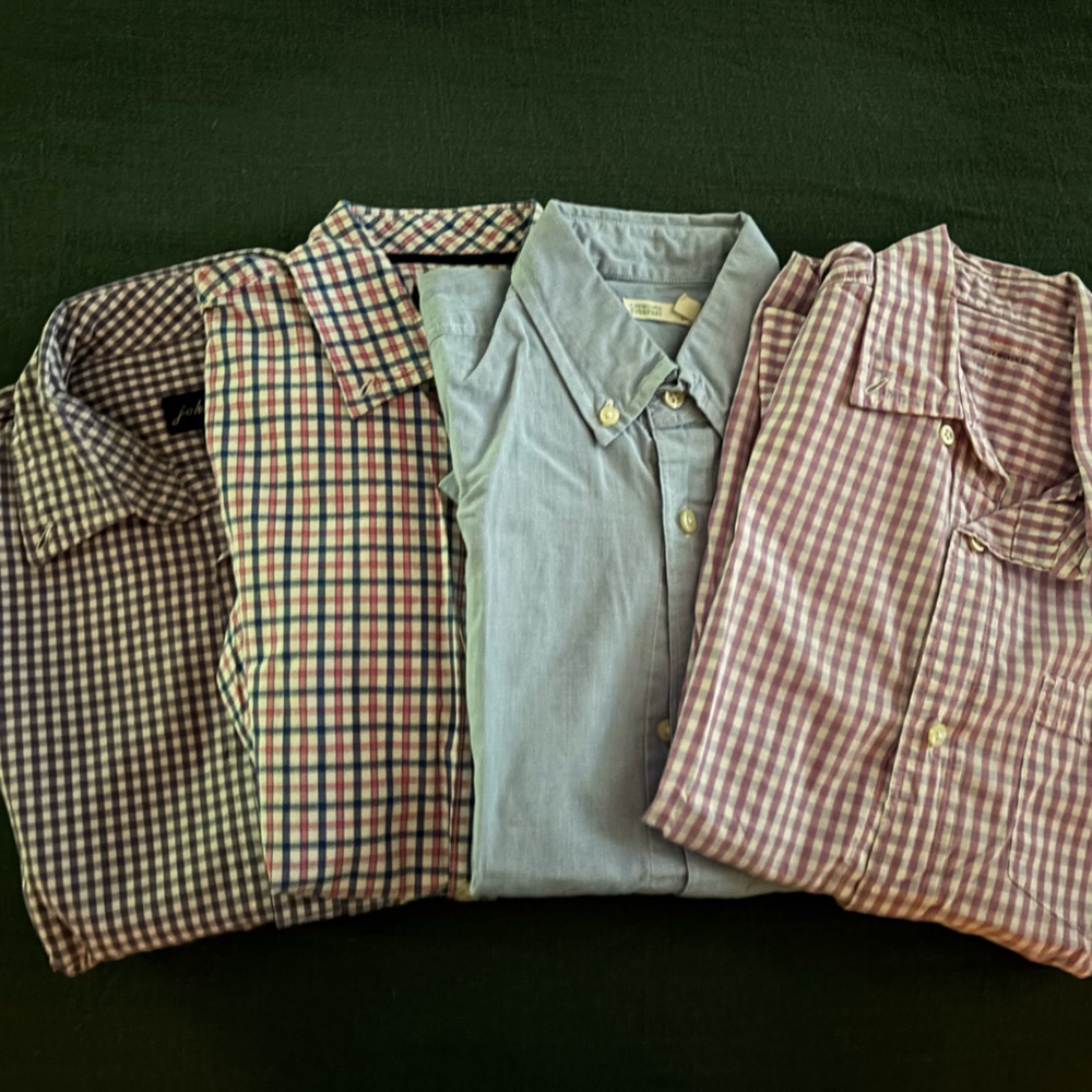 4 boys button down shirts and one shorts